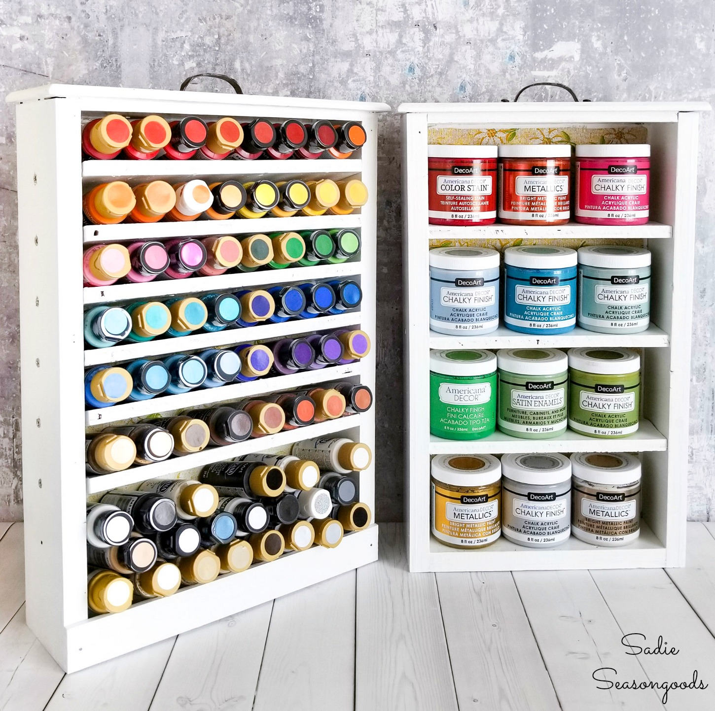 Craft Paint Storage with Wooden Drawers